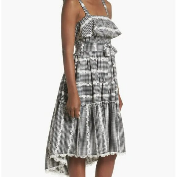 Adelyn Rae Belle Ruffle Lace Gingham Midi Dress Size S - Picture 3 of 15